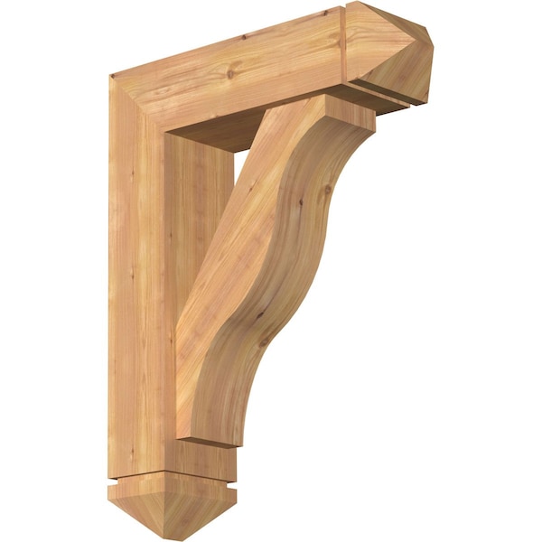Ekena Millwork Funston Arts and Crafts Smooth Bracket w/ Offset Brace, Western Red Cedar, 7 1/2"W x 26"D x 34"H BKT0806X26X34FST03SWR - main